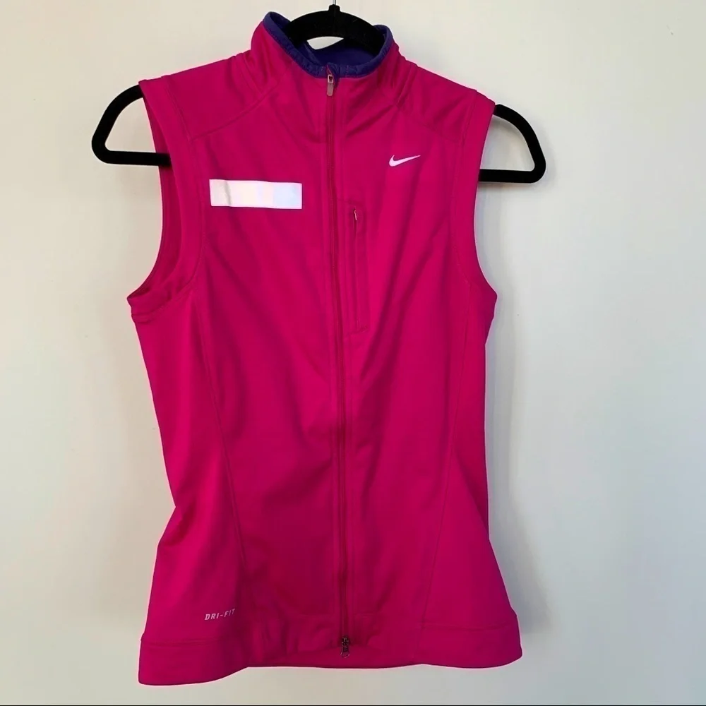 Nike Dark Pink Running Vest With Reflective Strips Size XS